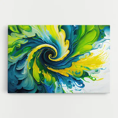 Produktbild von ARTHUB® Leinwandbild 70x100 cm, Yellow Green Spiral | Wohnzimmerdekoration, Hängende Bilder, Wanddekoration, Heimdekoration, Abstrakte, Lebendige Farben