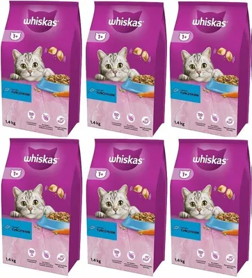Produktbild von Whiskas Adult 1+ Katzentrockenfutter mit Thunfisch, 6 Beutel, 6x1,4kg