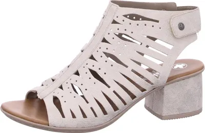 Produktbild von Rieker Damen Sandalette Hochfront Schaftsandale Cutouts und Blockabsatz 64676, Größe:40 EU, Farbe:Beige