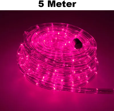Produktbild von Trade-Shop LED Lichtschlauch Komplett Set mit Zubehör Lichterkette Beleuchtung Pink 5 Meter F3 LED für Drinnen/Draußen Weihnachten Beleuchtung Dekoration Lichterschlauch