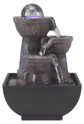 Produktbild von BEPER P201UTP200 Zen Zimmerbrunnen Wasserfall mit LED Harz Schwarz klein