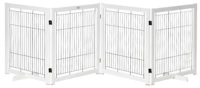 Obrázek produktu pro Ohrádka pro psy, skládací, 4 díly | Barva: bílá + černá | Rozměry: 305 x 35,5 x 82 cm