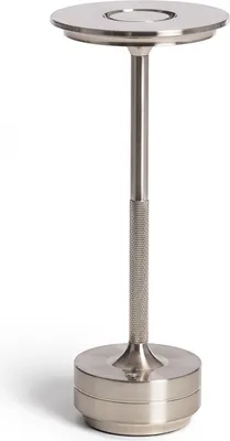 Produktbild von LED Tischlampe tragbar Metall mit wiederaufladbarem USB Akku Astrid Silber