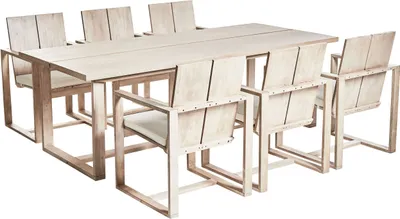 Produktbild von BELIANI Gartenmöbel Set Hellbraun aus Akazienholz mit Tisch und Stühlen 230 x 100 cm Rechteckig für 6 Personen Rustikaler Stil Outdoor Gartenmöbel