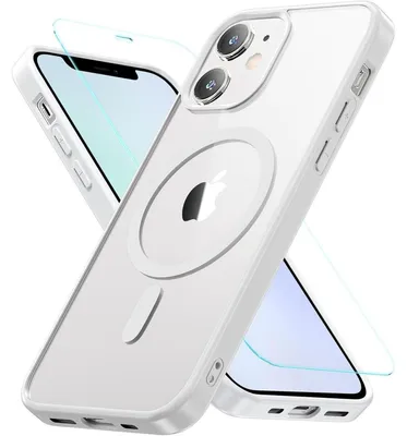 Produktbild von Handyhülle iPhone 12 Mini 5,4'' mit Panzerglas, stoßfest, magnetisch, weiß