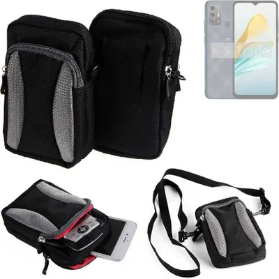Produktbild von K-S-Trade Holster Schutz Hülle kompatibel mit ZTE Blade A53 Pro Handy Hülle Gürteltasche Umhängetasche mit Zusatzfach schwarz