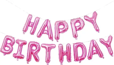 Produktbild von Geburtstagsballons Geburtstagsbanner Happy Birthday Folienballons Rosa