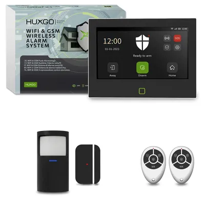 Produktbild von HUXGO HXA700 Black Edition WLAN GSM 4G Alarmanlage 2 Sensoren Tuya Smart App