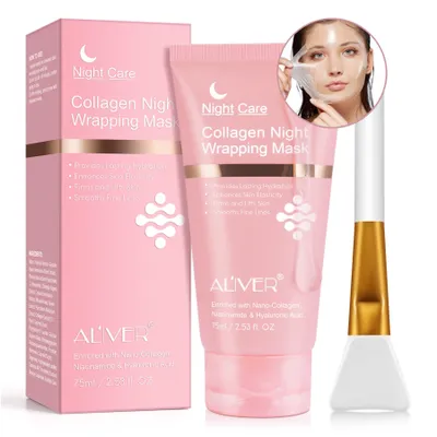 Immagine prodotto di Maschera al collagene Maschera avvolgente notturna Maschera al collagene peel off con pennello, 1x 75ml