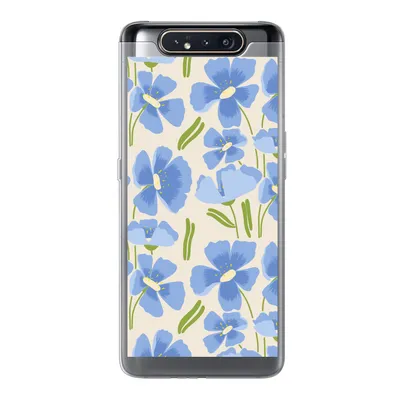 Produktbild von MuchoWow® Handyhülle Schutzhülle Hülle für Samsung Galaxy A80 Blume - Blau - Muster Silikon Softcase Handy Hülle - Schutzdeckel