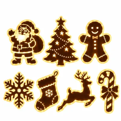 Produktbild von LED Weihnachts Fensterdeko mit Silhouetten,warme Beleuchtung,Rentier Weihnachtsdeko,batteriebetriebene Wanddekoration für Fenster,Türen und Zuhause