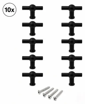 Productafbeelding van By MJM Kansas T-greep kastknop mat zwart RVS 48mm – set van 10