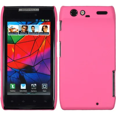 Produktbild von PhoneNatic Case kompatibel mit Motorola Razr - Hülle rosa gummiert Hard-case + 2 Schutzfolien