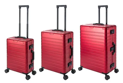 Produktbild von Oslo | 3er Set | Trolleys mit 4 Rollen | Aluminium Hartschale | Handgepäck + Reisekoffer M + L