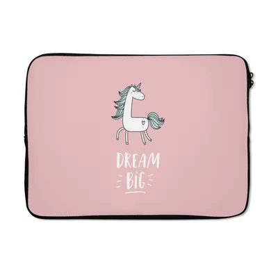 Produktbild von MuchoWow® Laptop Hülle 13 Zoll Einhorn - Kinder - Zitate - Große Träume - Mädchen - Rosa Laptoptasche - Laptophülle - Sleeve - Rundumschutz