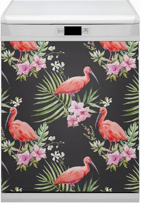 Produktbild von Küche Dekorative Magnete  Magnet Folie für Geschirrspüler 60x80 cm   - Schwarzer Flamingo