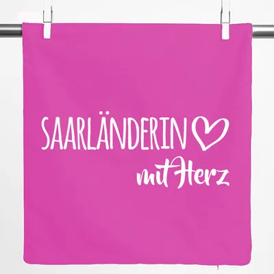 Produktbild von Huuraa Kissenbezug Saarländerin mit Herz 40x40cm Fuchsia Baumwolle Dekokissenbezug Geschenkidee