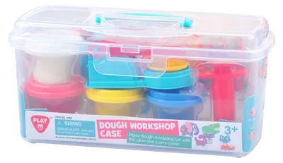 Produktbild von Play Knetset Modelliermasse Workshop Aufbewahrungskoffer 4 Töpfe Knete Spielzeug