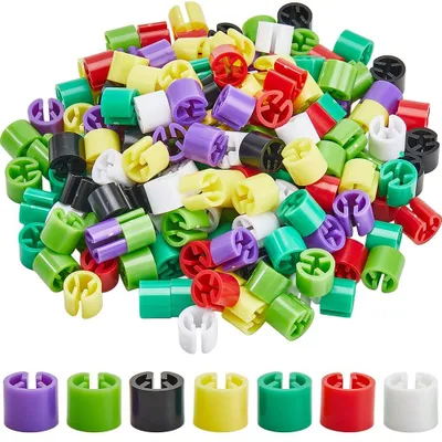 Image de Étiquettes de taille pour cintres - 7 couleurs assorties - Pour identifier les vêtements - 210 pièces pour tiges de 9,5 mm en plastique