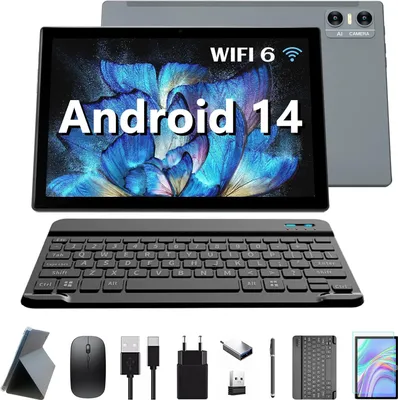 KADYBE 2024 Latest WLAN 6 Android 14 Tablet 10 Zoll, 64 GB ROM (512 TF), Octa-Core, Google GMS , 5 + 13 MP, 1.8 GHz, 7000 mAh,