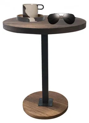 Verstellbarer Beistelltisch Ø30 cm, höhenverstellbar 20-40 cm, Holz/Metall