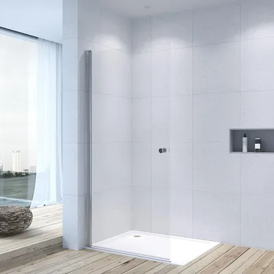 Produktbild von Walk in Dusche Drehtür Duschwand 95x195cm Duschabtrennung Glas 6mm Nano ESG Glaswand Duschtür Duschtrennwand drehbar Hebe-Senk Mechanismus beidseitig montierbar