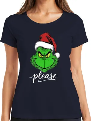 Produktbild von Grinch please Weihnachten Wichtel lustig Geschenk Weihnachtsgrinch Damen T-Shirt, Navy, XL