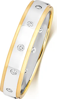 Produktbild von 9 Karat (375) Bicolor Gold Damen - Diamant Trauring/Ehering/Hochzeitsring Brillant-Schliff 0.12 Karat H - I1 I2, 55 (17.5); TRS2257RSO