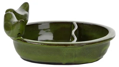 Produktbild von Esschert Design Futter- und Trinkschale Grün lasiert oval - Keramik
