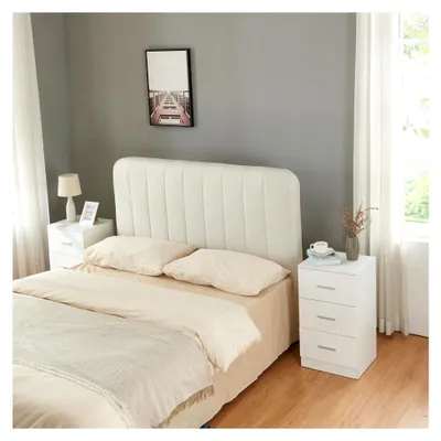 Produktbild von Nachttisch Aurdal 2er Set Kommode Weiß Hochglanz Nachtschrank 66 x 37 x 34,5 cm