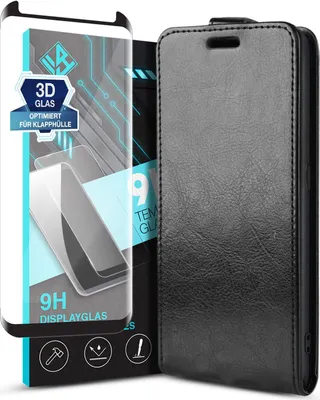 Produktbild von Handy Hülle für Samsung Galaxy S9 mit 9H Displayglas Displayschutz Plus Magnet Cover Case Klapphülle Schutzhülle Farbe: Schwarz