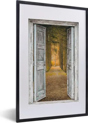 Produktbild von MuchoWow® Gerahmtes Poster Wald - Herbst - Ausblick 40x60 cm - Poster mit Schwarzem Bilderrahmen Wandposter Rahmen Foto Bilder - Poster in Rahmen