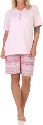 Produktbild von Normann Damen kurzarm Schlafanzug Shorty Pyjama im Ethnolook - auch in Übergrössen ; rosa2 , 44