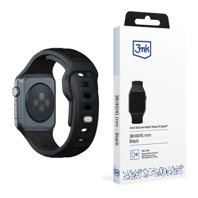 Zdjęcie produktu dla 3MK 5903108565578, Pasek od zegarka, Apple, Watch serie 1/2/3/4/5/6/7/8/9/SE/Ultra, Silikon, Stal nierdzewna, Czarny, 38/40/41 mm