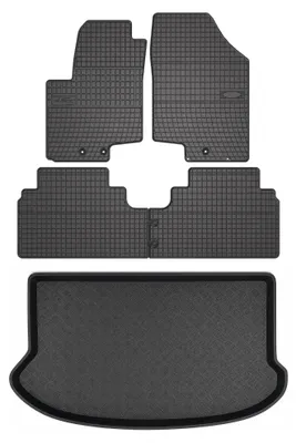 Produktbild von Gummimatten + Kofferraumwanne für Hyundai ix20 2010-2019 (oberer Ladeboden) – Schwarz, passgenau – Wielganizator SolidPRO