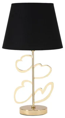 Produktbild von Tischleuchte Glam Hearts Schwarz und Gold mit Stoffschirm