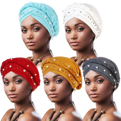 Immagine prodotto di Set di 5 turbanti da donna, copricapo intrecciato