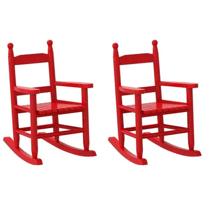 Image de Chaise à bascule pour enfants 2 pcs. Rouge Bois massif Peuplier