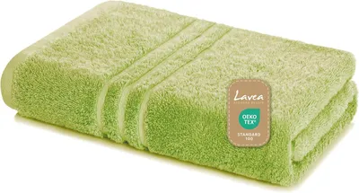 Produktbild von Lavea® Badetuch 100 x 150 cm Baumwolle, saugstarkes Duschtuch groß, Frottier Elena, Duschhandtuch, weich, waschbar 60 °C, trocknergeeignet, Lindgrün