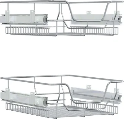 Image de Paniers métalliques coulissants 2 pcs argenté 45 cm