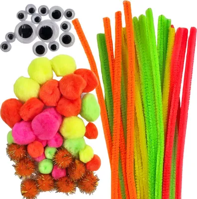 Produktbild von CHENILLEDRAHT Pfeifenreiniger Plüsch Basteldraht mit Pompons - intensive Farben