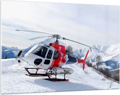 Produktbild von Bilder auf glas - Hubschrauber Berge Gipfel Winter - 120x80cm - Glasbilder - Wandbilder - Kunstdruck - zum Aufhängen bereit - Wanddekoration aus Glas - Glas Bilder - Wandbild auf Glas - GAA120x80-1572