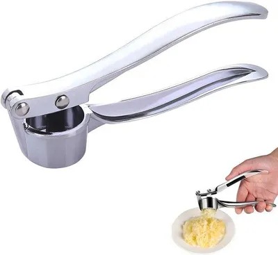 Obrázok produktu pre Ibenzoa® lis na cesnak z nehrdzavejúcej ocele/zinkovej zliatiny – odolný voči korózii, ergonomická protišmyková rukoväť, ľahko sa čistí, kompaktný, vhodný na cesnak a zázvor