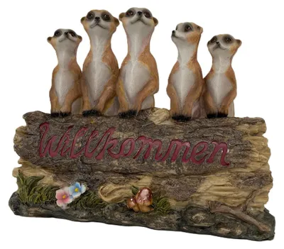 Produktbild von Dekofigur Erdmännchen Willkommen 30 x 24 x 9 cm