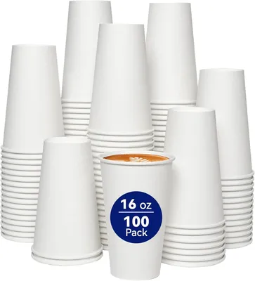 100 Papierbecher 473 ml weiß – Einweg-Kaffeebecher, leckagefrei