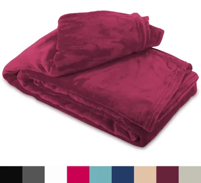 Produktbild von Fleece Kuscheldecke 220x240 cm Flauschiges Polyester Bordeaux Kuschelig Warm Tagesdecke