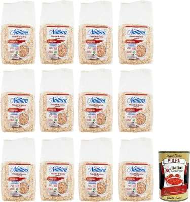 Produktbild von 12x Náttúra Fiocchi di Avena Integrali ,Vollkorn-Haferflocken aus Biologischem Anbau,500g Beutel + Italian Gourmet Polpa di Pomodoro 400g Dose
