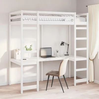 Immagine prodotto di Maison Exclusive - Struttura letto a soppalco bianco 90 x 200 cm Legno di pino massiccio