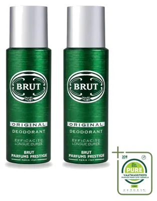 Immagine prodotto di 2 flaconi di deodorante spray Brut Original - 200 ml - confezione grande - 2 pezzi