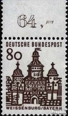 Produktbild von Briefmarken BRD (BR.Deutschland) 1964 Mi 461 Oberrandstück postfrisch Bauwerke